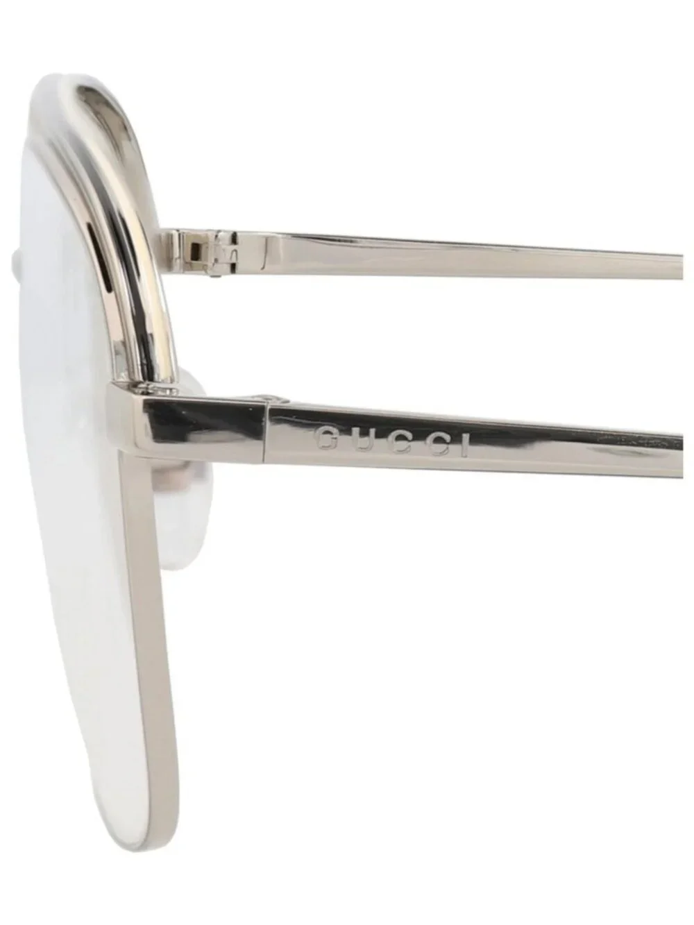 New Gucci Women's Eyeglasses Aviator Metal Frame Mens Silver Silver Transparent